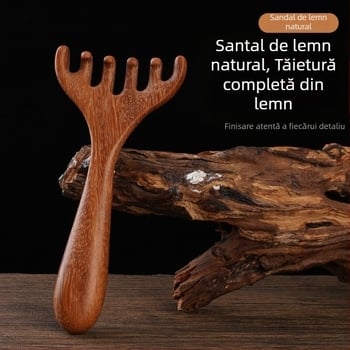 Pieptene de masaj din lemn de santal pentru cap, față și scalp – masaj meridian