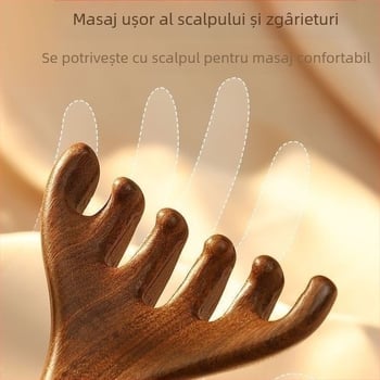 Pieptene de masaj din lemn de santal pentru cap, față și scalp – masaj meridian