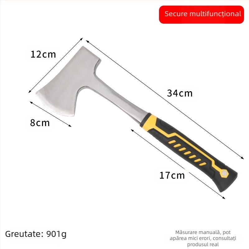 Ciocan geologic cu vârf ascuțit și față plată, cap din oțel mangan, mâner din oțel, 1 kg