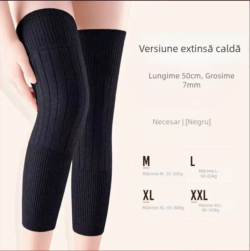 Încălzire unisex pentru genunchi și gleznă, căptușită cu fleece, căldură din cașmir, pentru adulți