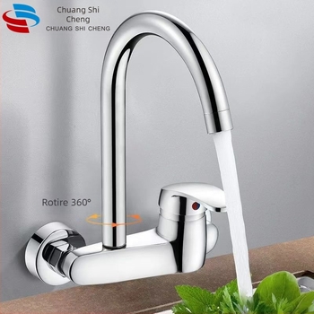 Robinet de bucătărie încastrat în perete, corp din cupru, amestec pentru apă caldă și rece, montaj pe perete, cartuș ceramic, conducte de alimentare 20 mm, model DK-323