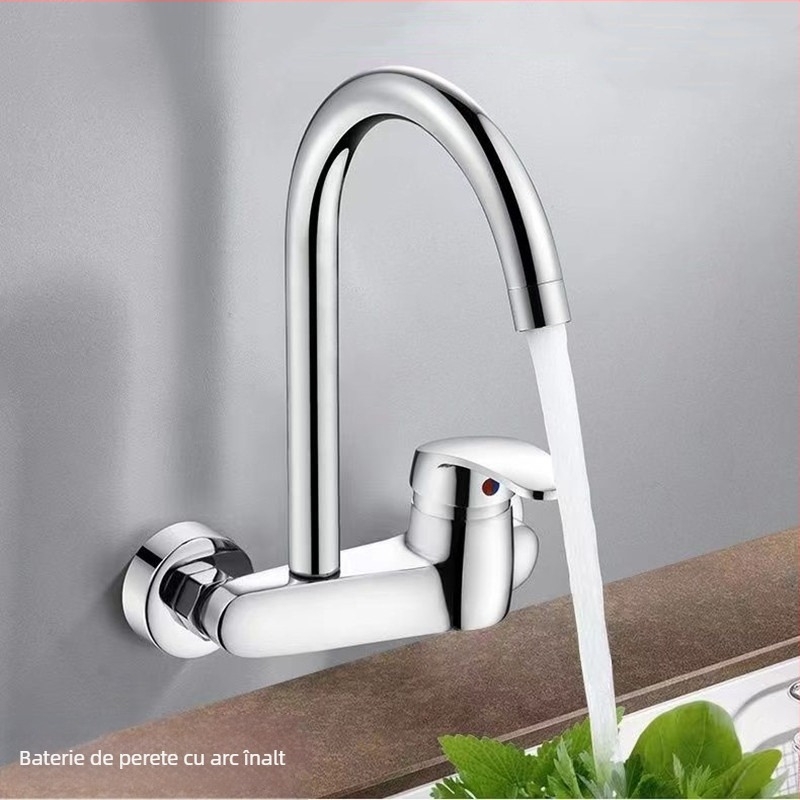 Robinet de bucătărie încastrat în perete, corp din cupru, amestec pentru apă caldă și rece, montaj pe perete, cartuș ceramic, conducte de alimentare 20 mm, model DK-323