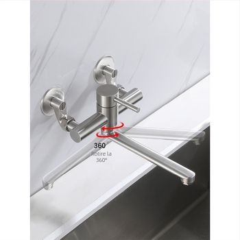 Robinet de amestec montat pe perete din oțel inoxidabil 304 CFRQ2551, cu disc ceramic al valvei, construcție triplă