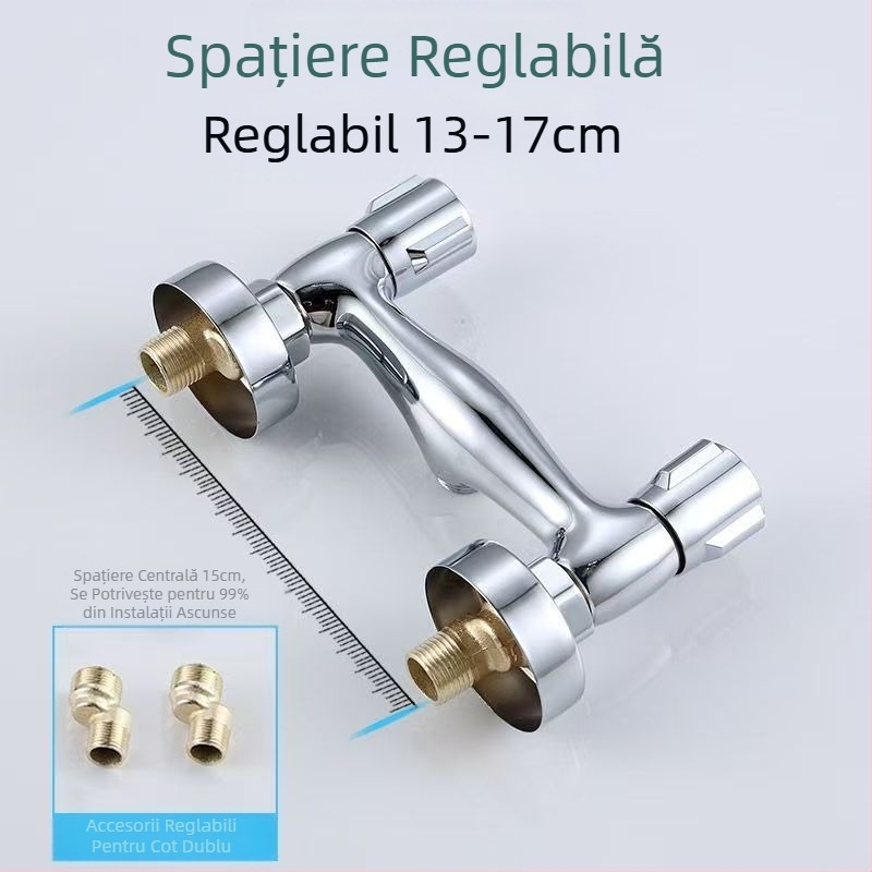 Robinet de bucătărie din cupru, încastrat în perete, apă caldă și rece, supapă cu disc ceramic, control dual, 2–90°C