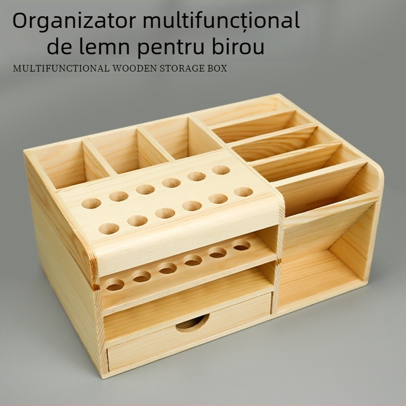 Raft din lemn pentru depozitare șurubelnițe, organizator multifuncțional pentru unelte de reparații telefoane mobile și banc de lucru