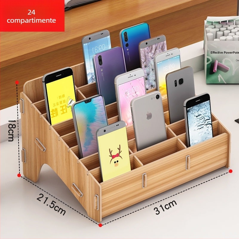 Raft din lemn pentru depozitare șurubelnițe, organizator multifuncțional pentru unelte de reparații telefoane mobile și banc de lucru