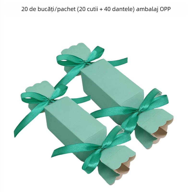 Set de 20 Cutii de bomboane cu dungi — cutie cadou pătrată din hârtie, stil modern, potrivit pentru nunți