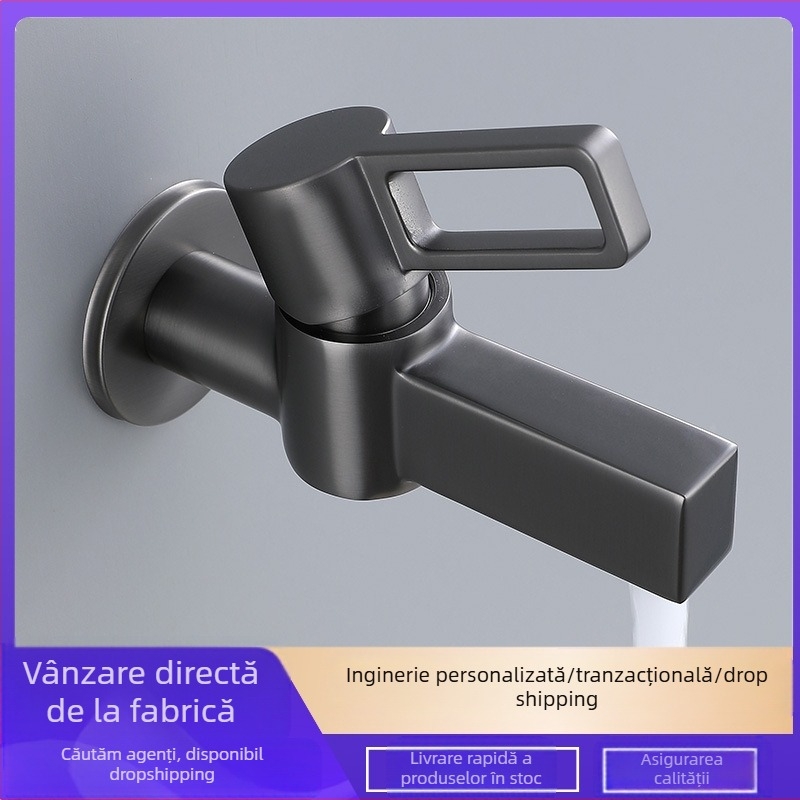 Robinet pentru chiuveta mop, montat în perete, din cupru, cu un singur mâner, finisaj electroplacat, model SZ2502