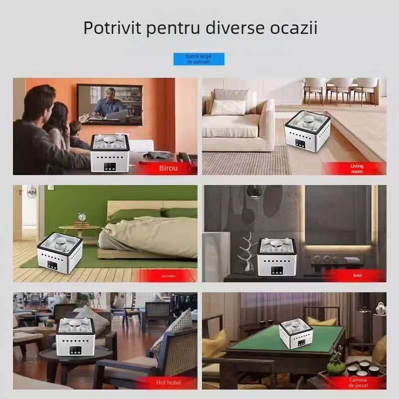 Scrumieră ceramică inteligentă cu purificator de aer cu ioni negativ pentru uz casnic — elimină mirosurile, alimentare USB, filtrare HEPA, funcționare silențioasă, flux de aer 51–150 m3/h, potrivită pentru 11–20 m2