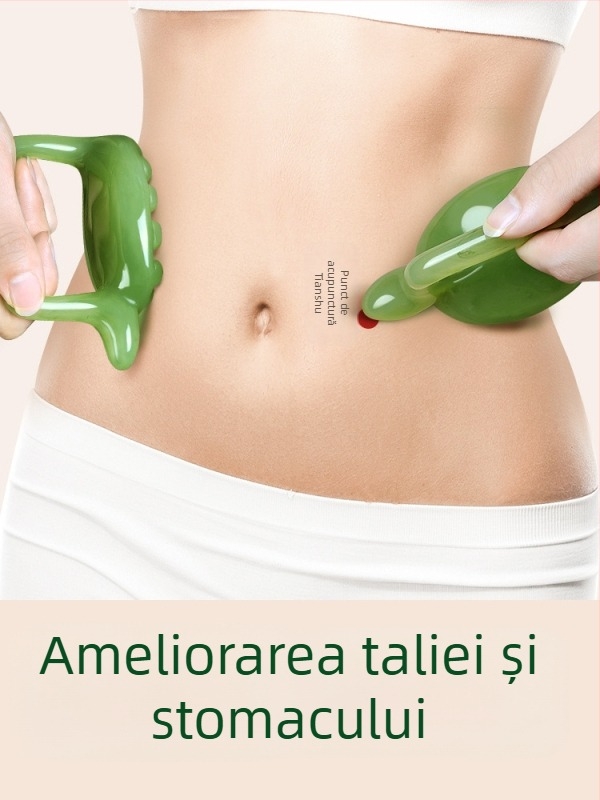 Bat de acupuncură pentru masaj abdominal cu perie de meridiane și placă pentru puncte de acupuncție – instrument din rășină (95 g)