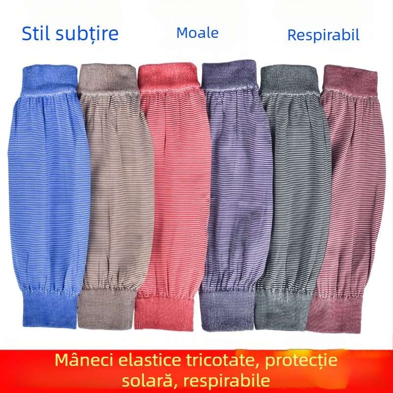 Șorț cu mâneci pentru bucătărie, mâneci elastice tricotate lungi, utilizare anti-murdărire, mărime liberă, stil simplu