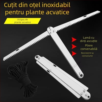 Cuțit de ancoră pliabil, îngroșat, cu patru picioare, patru dinți și patru cârlige de prindere pentru îndepărtarea plantelor acvatice — oțel inoxidabil