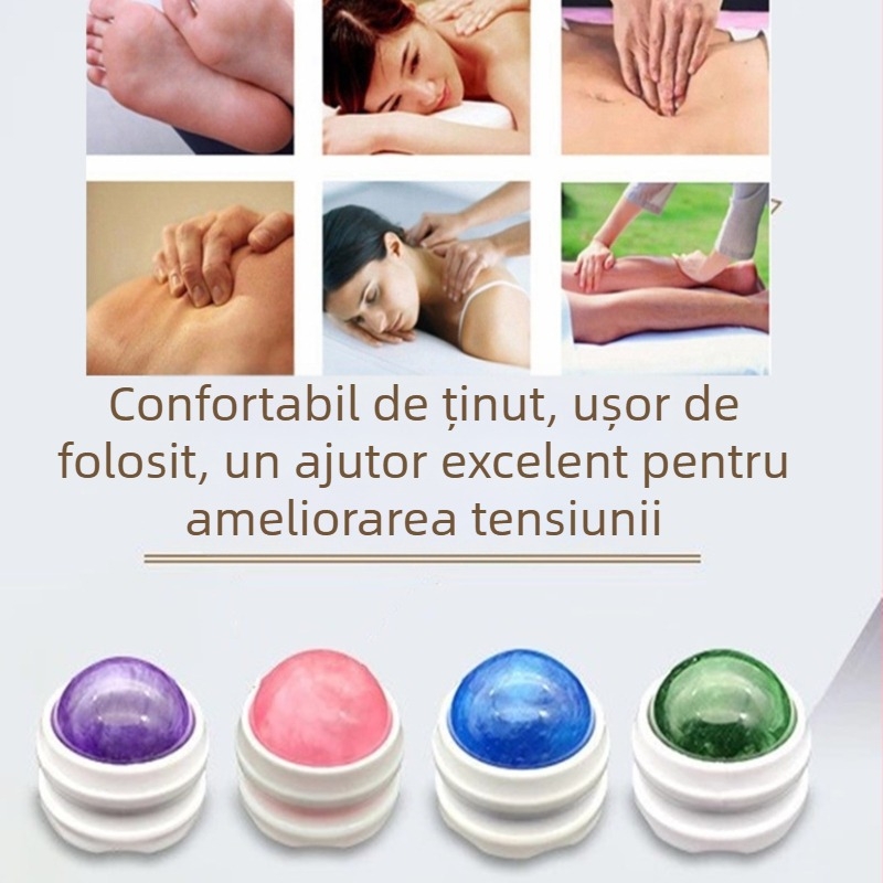 Masajor deget – mini masaj cu puncte de acupuncție, dispozitiv portabil de masaj pentru spate cu bilă de rulare, ABS, 60 g, FLD