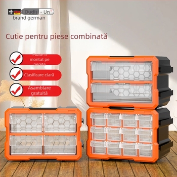 Organizator sertar pentru piese mici, PVC, pereți de 3 mm, cu capac și separatoare