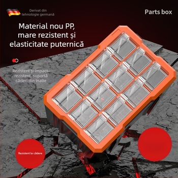 Organizator sertar pentru piese mici, PVC, pereți de 3 mm, cu capac și separatoare