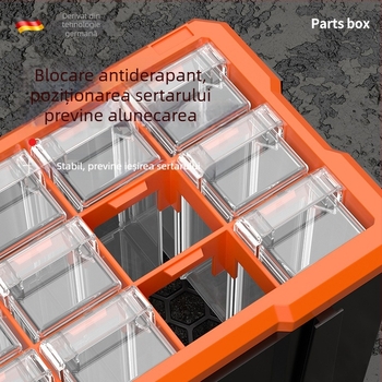 Organizator sertar pentru piese mici, PVC, pereți de 3 mm, cu capac și separatoare