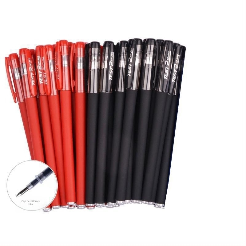 Pix biro cu bilă, finisaj mat neutru pentru elevi — cerneală roșie și albastră, instrument de scris potrivit examenelor (Origine: Altul; Brand: Altul; Imprimare logo: Nu)