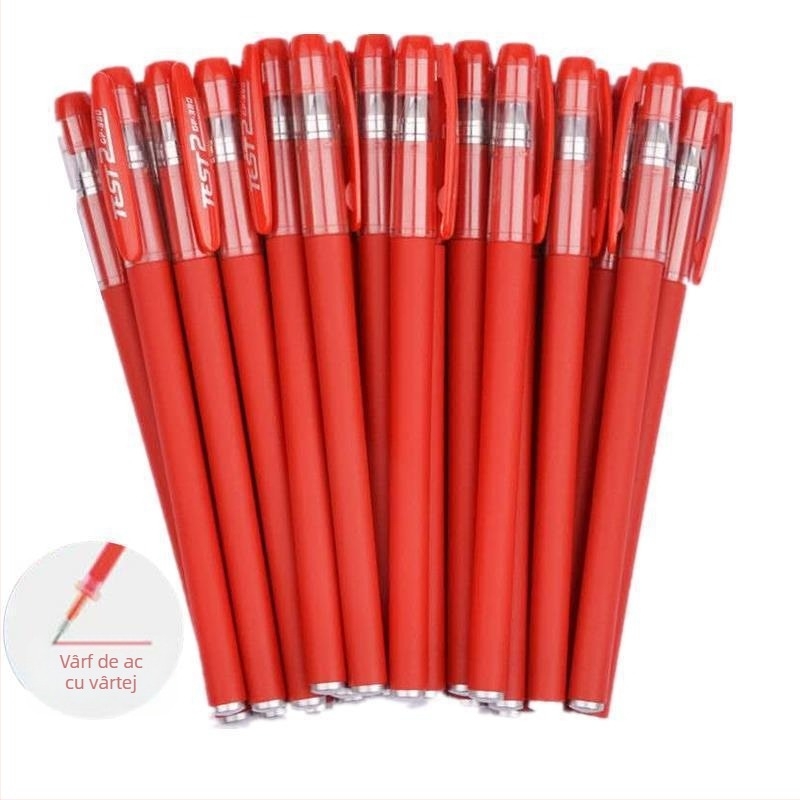 Pix biro cu bilă, finisaj mat neutru pentru elevi — cerneală roșie și albastră, instrument de scris potrivit examenelor (Origine: Altul; Brand: Altul; Imprimare logo: Nu)