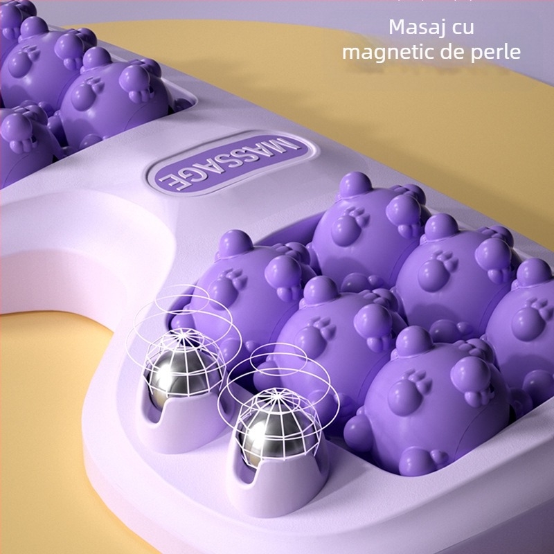 Masajor pentru picioare cu role în patru rânduri și mărgele magnetice, corp din plastic, 460 g, potrivit pentru fitness și masaj de sănătate