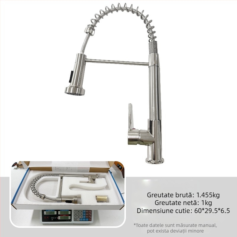 TH94158 Robinet de bucătărie retractabil din aliaj de cupru, reglaj cald/rece, conexiuni 1/2\", supapă cu disc ceramic