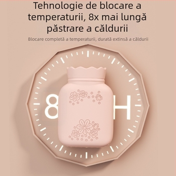 Sticlă din silicon pentru apă fierbinte, cu design de floarea-soarelui, încălzitor de mână portabil, umplută cu apă, pentru iarnă, încălzire cu microunde