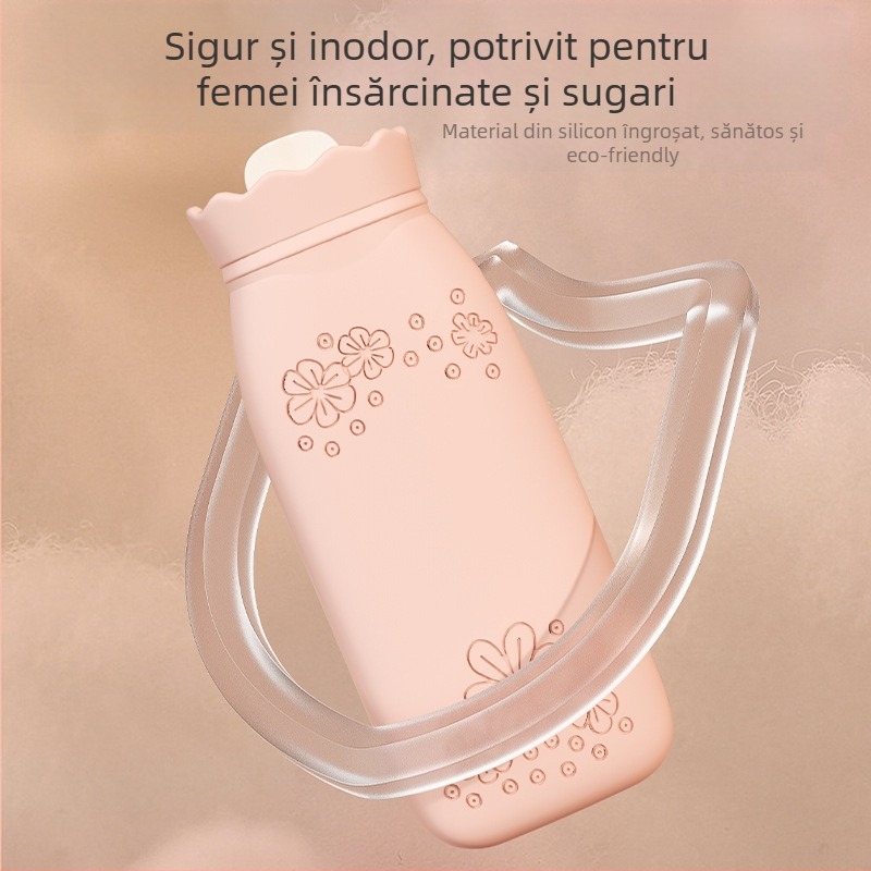 Sticlă din silicon pentru apă fierbinte, cu design de floarea-soarelui, încălzitor de mână portabil, umplută cu apă, pentru iarnă, încălzire cu microunde