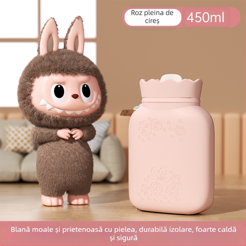 Sticlă din silicon pentru apă fierbinte, cu design de floarea-soarelui, încălzitor de mână portabil, umplută cu apă, pentru iarnă, încălzire cu microunde