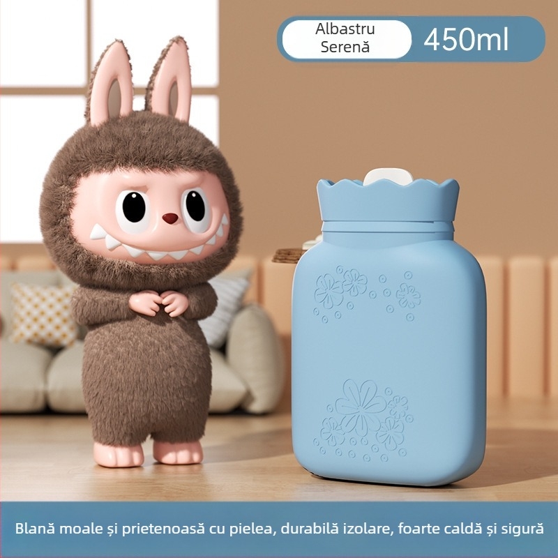 Sticlă din silicon pentru apă fierbinte, cu design de floarea-soarelui, încălzitor de mână portabil, umplută cu apă, pentru iarnă, încălzire cu microunde