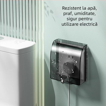 Capac impermeabil pentru întrerupător și priză, tip 86, baie, transparent, montaj adeziv