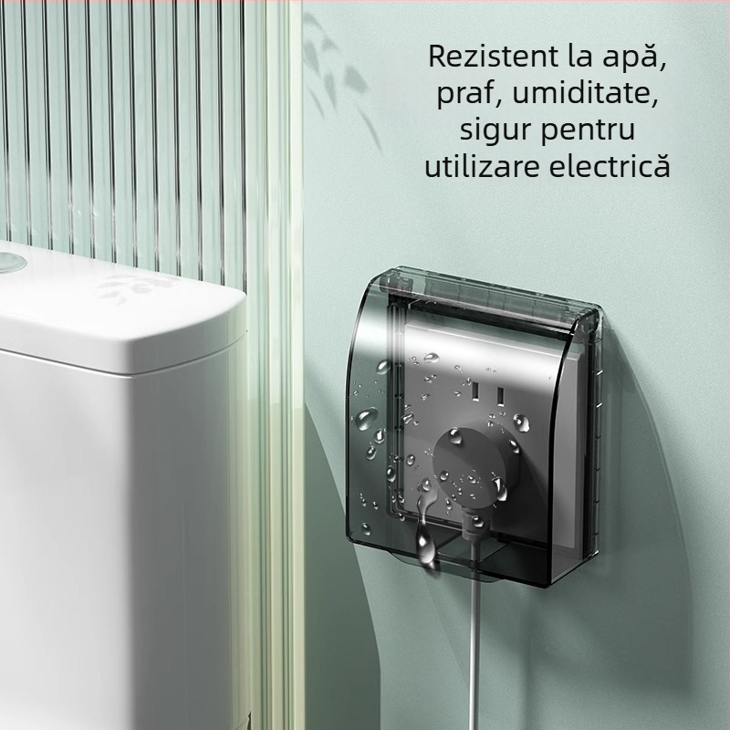 Capac impermeabil pentru întrerupător și priză, tip 86, baie, transparent, montaj adeziv