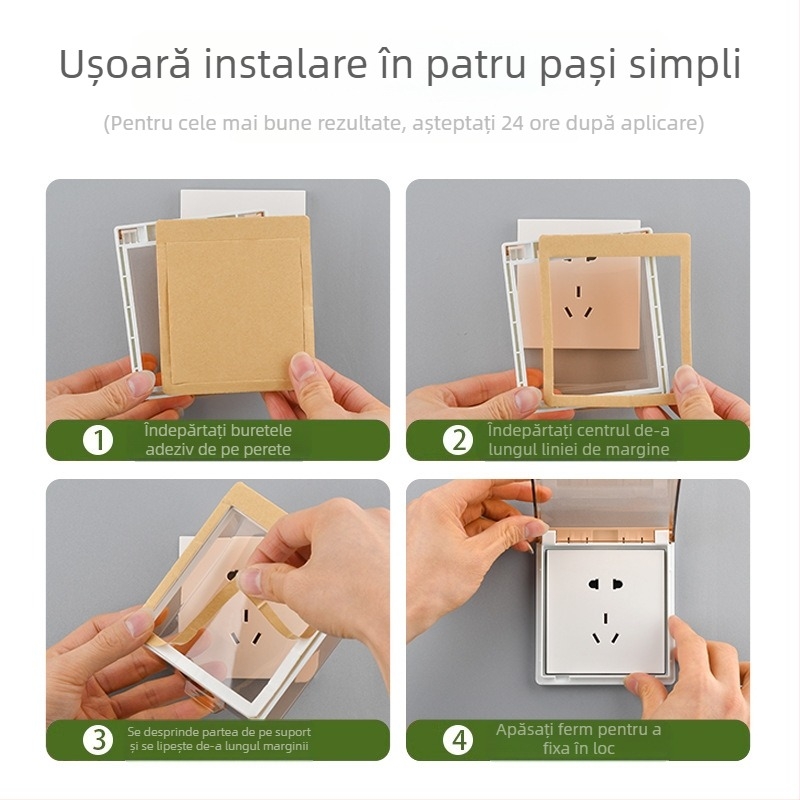 Capac impermeabil pentru întrerupător și priză, tip 86, baie, transparent, montaj adeziv