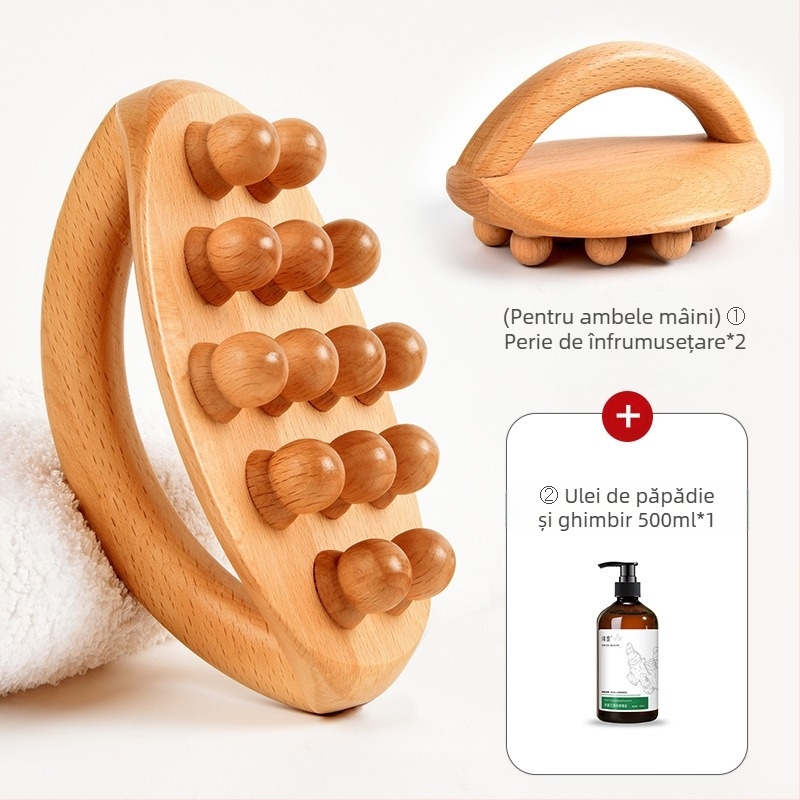 Dispozitiv din plastic pentru ventuze cu perie de masaj pentru o mână și 20 ml ulei esențial