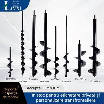 Cap de burghiu electric manual pentru găurire în sol cu tijă spirală — afânarea solului, plantarea răsădurilor, perforarea gaurilor și săparea gropilor în seră