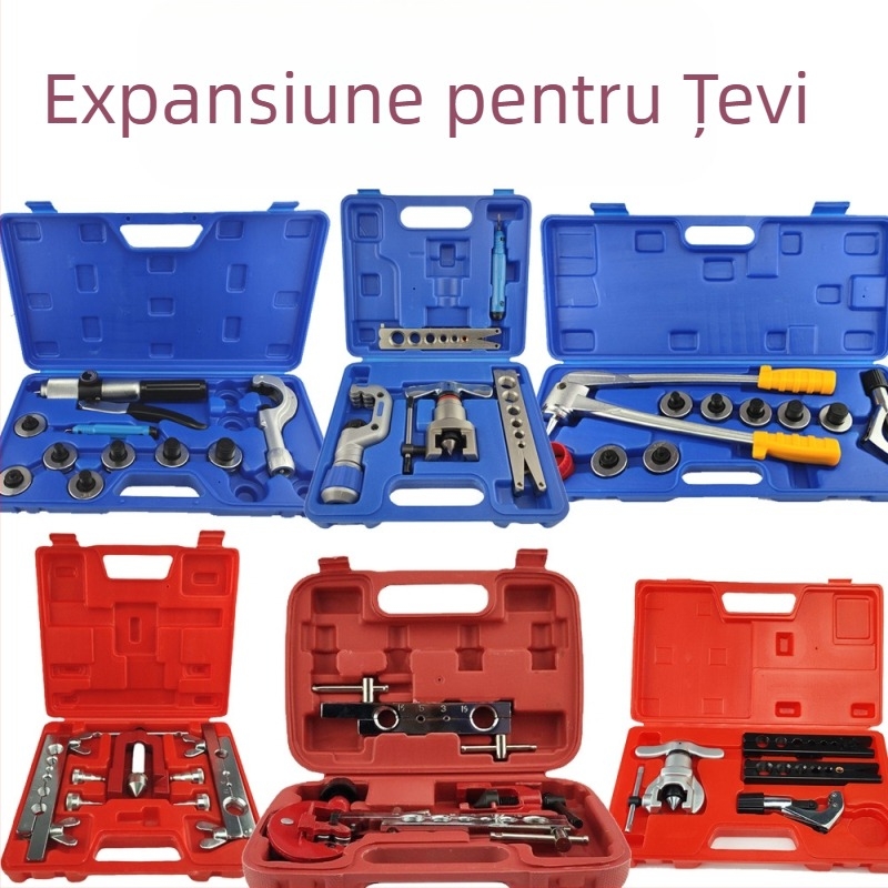 Instrument de flanșare pentru țevi din cupru, set de 10 piese, model CT-2029, freză de flanșare cu 7 găuri