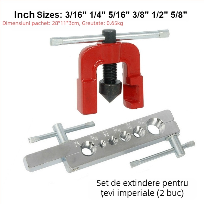 Instrument de flanșare pentru țevi din cupru, set de 10 piese, model CT-2029, freză de flanșare cu 7 găuri
