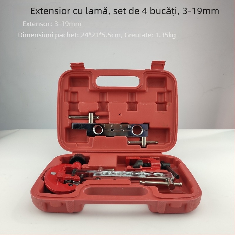 Instrument de flanșare pentru țevi din cupru, set de 10 piese, model CT-2029, freză de flanșare cu 7 găuri