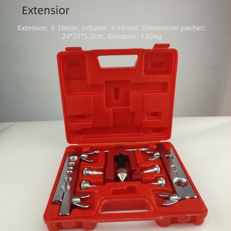 Instrument de flanșare pentru țevi din cupru, set de 10 piese, model CT-2029, freză de flanșare cu 7 găuri