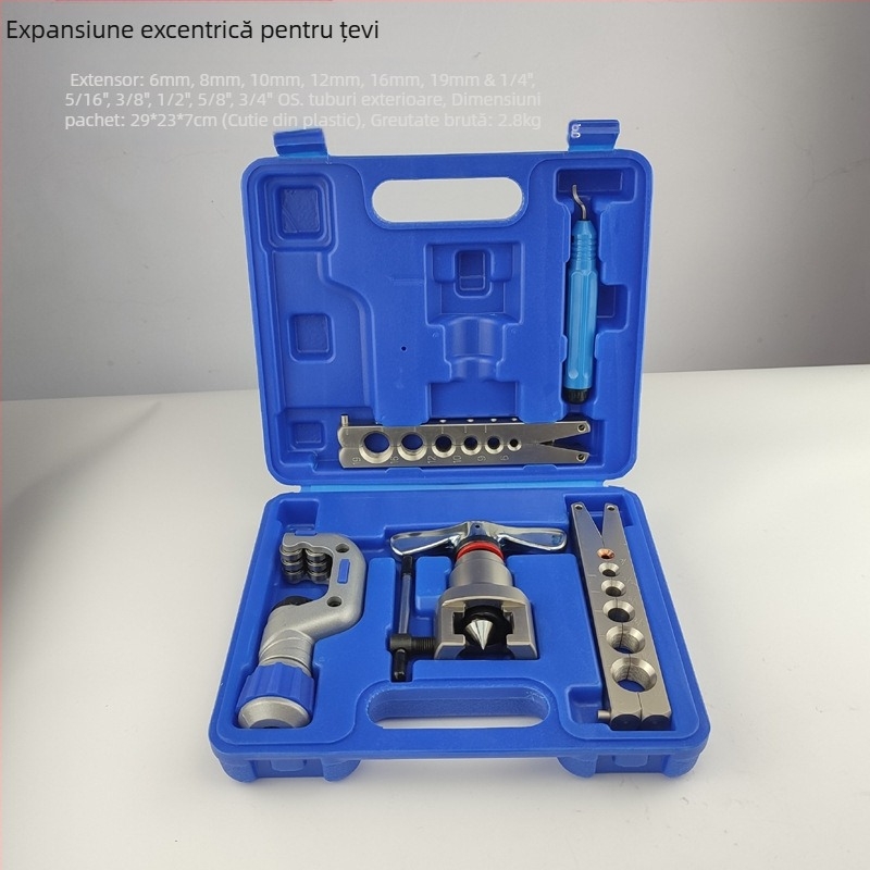 Instrument de flanșare pentru țevi din cupru, set de 10 piese, model CT-2029, freză de flanșare cu 7 găuri