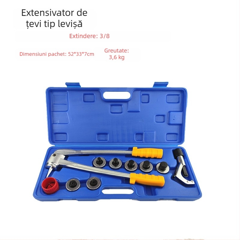 Instrument de flanșare pentru țevi din cupru, set de 10 piese, model CT-2029, freză de flanșare cu 7 găuri