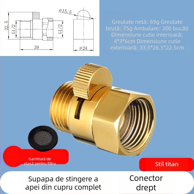 JF360 Robinet din cupru, drept și unghiular pentru pistol spray WC — filet, Ø20 mm, 1,6 MPa