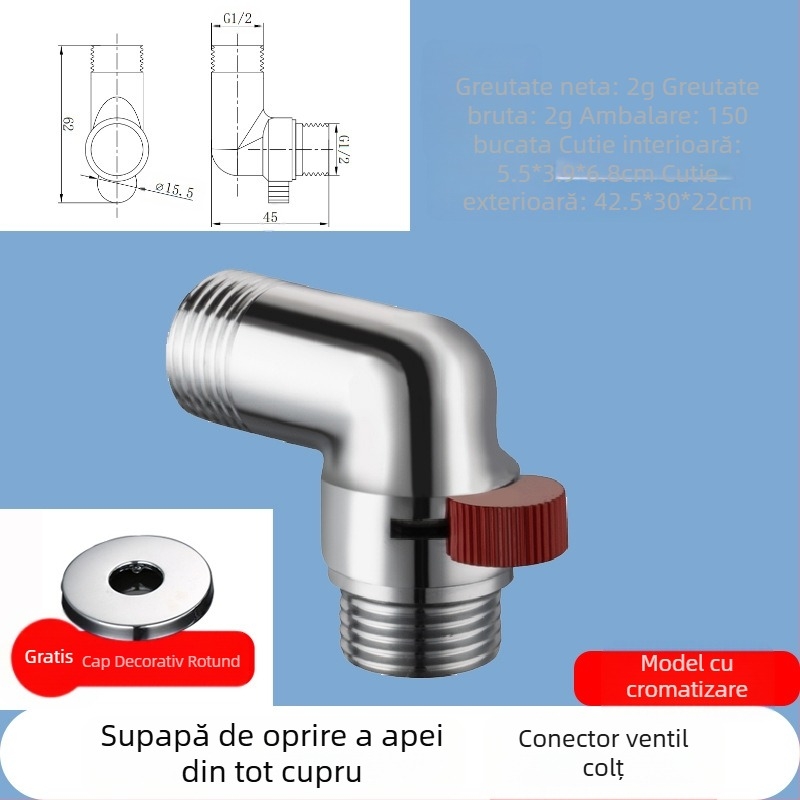 JF360 Robinet din cupru, drept și unghiular pentru pistol spray WC — filet, Ø20 mm, 1,6 MPa