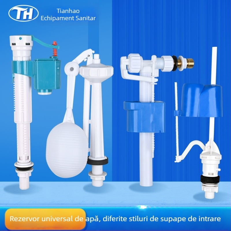 Ventil de intrare apă divizat pentru rezervorul de toaletă – material PP, mod de utilizare: tragere frontală / apăsare superioară, accesoriu sanitar