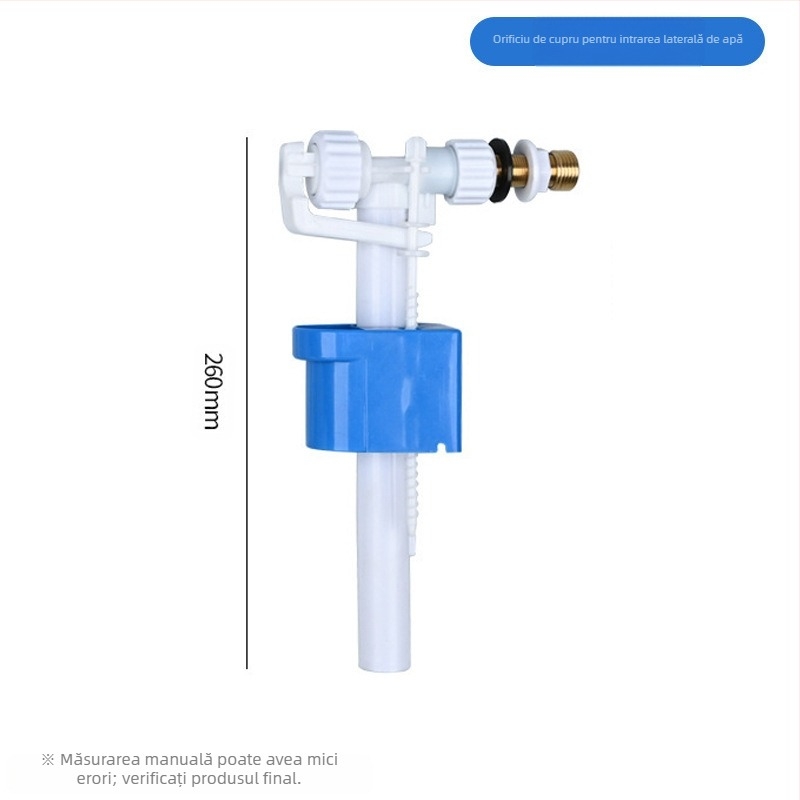 Ventil de intrare apă divizat pentru rezervorul de toaletă – material PP, mod de utilizare: tragere frontală / apăsare superioară, accesoriu sanitar