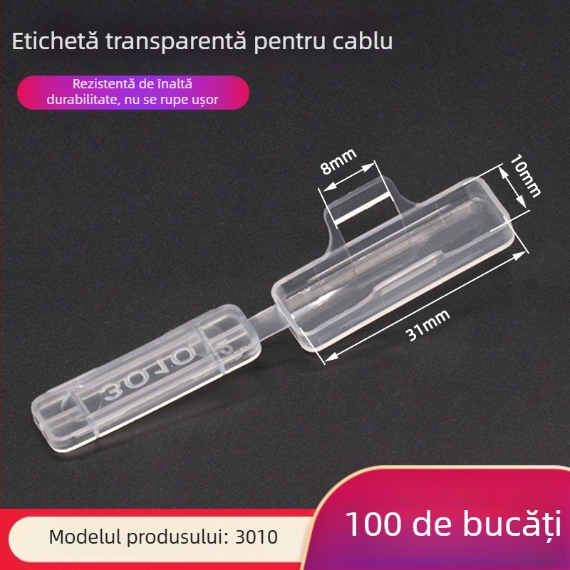 Placă de identificare pentru cabluri, placă transparentă impermeabilă de sigla, material PP, pentru interior și exterior, compatibilă cu modelele de imprimare 3010/3020/4010/4020
