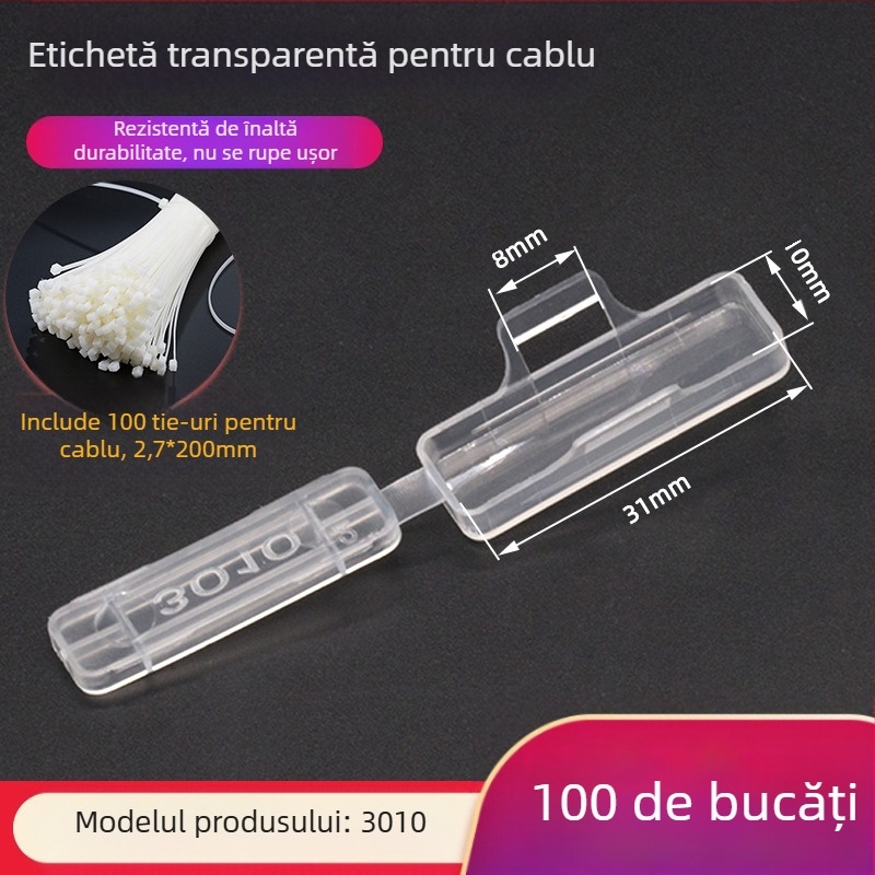 Placă de identificare pentru cabluri, placă transparentă impermeabilă de sigla, material PP, pentru interior și exterior, compatibilă cu modelele de imprimare 3010/3020/4010/4020