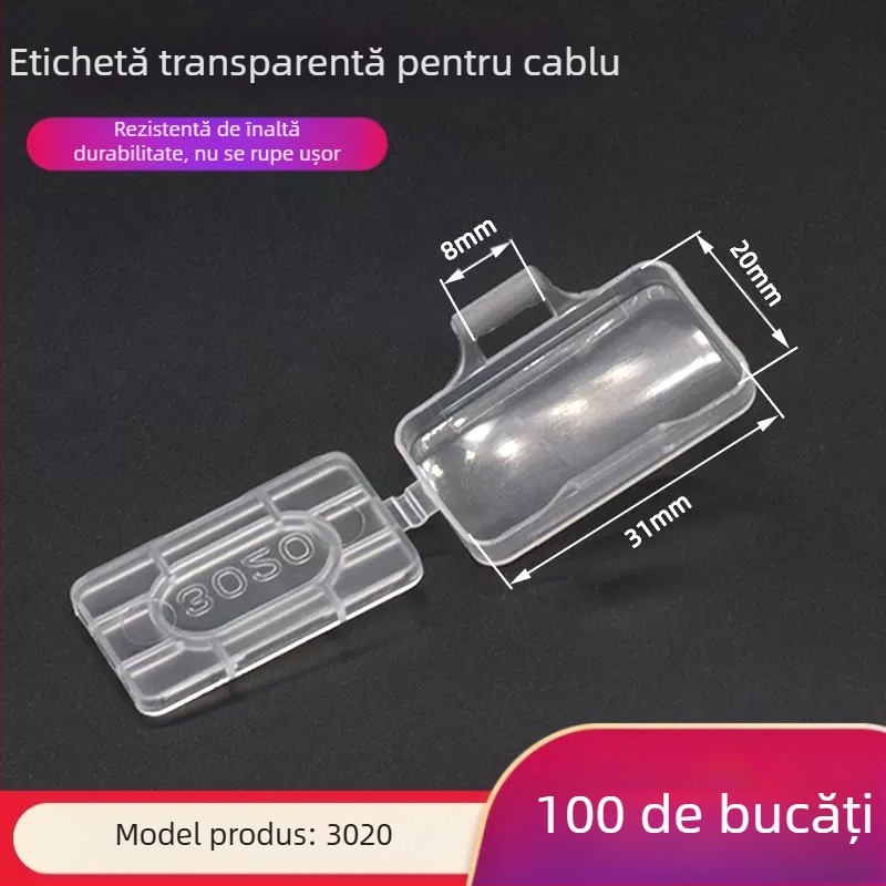 Placă de identificare pentru cabluri, placă transparentă impermeabilă de sigla, material PP, pentru interior și exterior, compatibilă cu modelele de imprimare 3010/3020/4010/4020