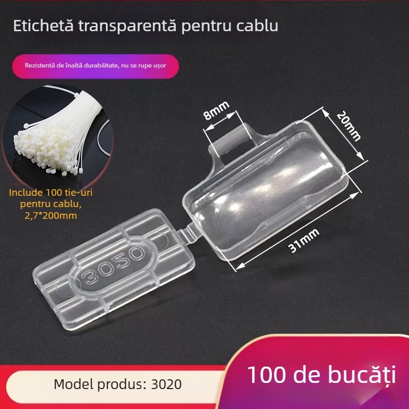 Placă de identificare pentru cabluri, placă transparentă impermeabilă de sigla, material PP, pentru interior și exterior, compatibilă cu modelele de imprimare 3010/3020/4010/4020