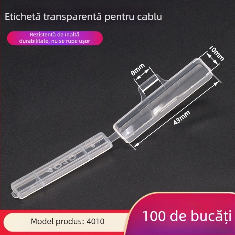 Placă de identificare pentru cabluri, placă transparentă impermeabilă de sigla, material PP, pentru interior și exterior, compatibilă cu modelele de imprimare 3010/3020/4010/4020