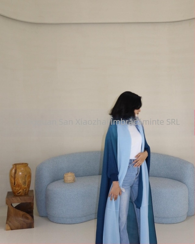 Abaya plisată pentru femei, imprimeu, croială lejeră, lungime extinsă, poliester