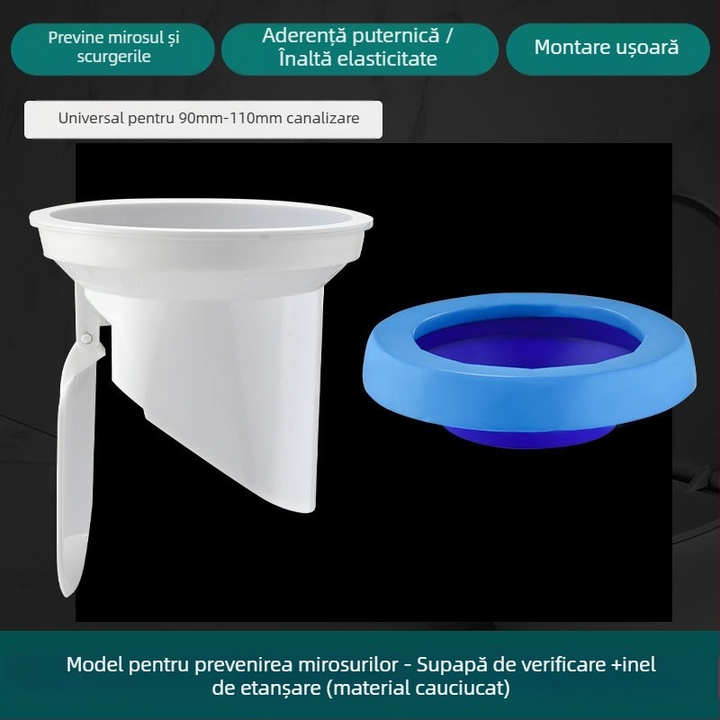 Flanșă pentru toaletă, inel etanș anti miros, grosime dublă, bază universală, inel din cauciuc pentru drenaj, etanș la scurgeri